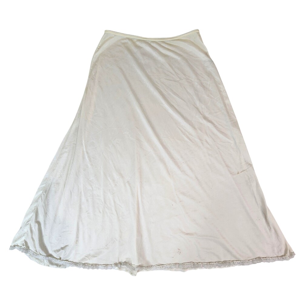 Vintage Mel-Lin Half Slip Skirt Womens Medium White Nylon Lace Hem Lingerie